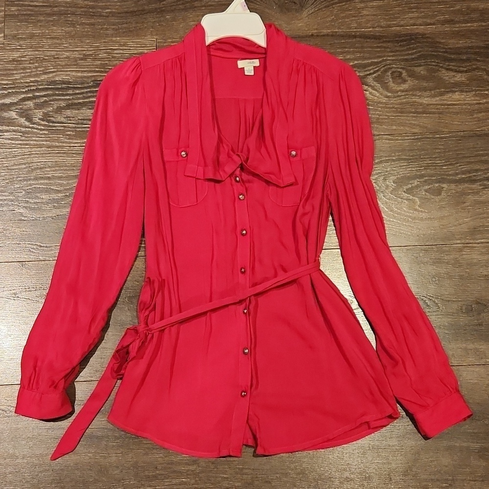 ❤️ ANTHROPOLOGIE ODILLE BUTTON DOWN TIE WAIST SHIRT / TOP, 0